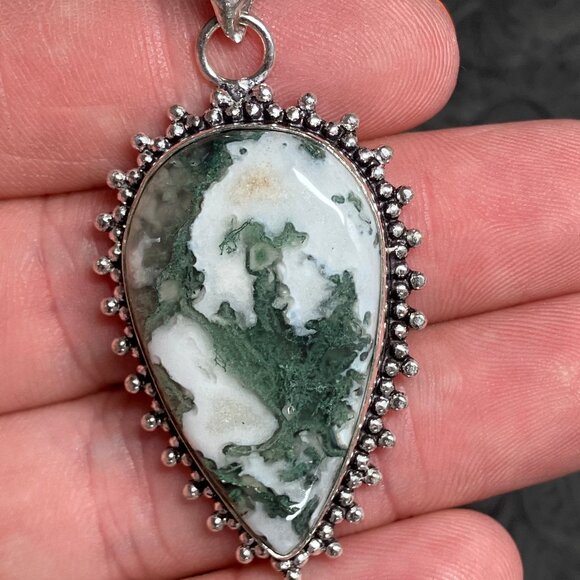 Natural Tree Agate Pendant Stone Crystal Jewelry - Picture 3 of 6